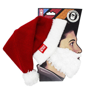 Santa Knit Beard Hat - Funny Christmas Beard Head