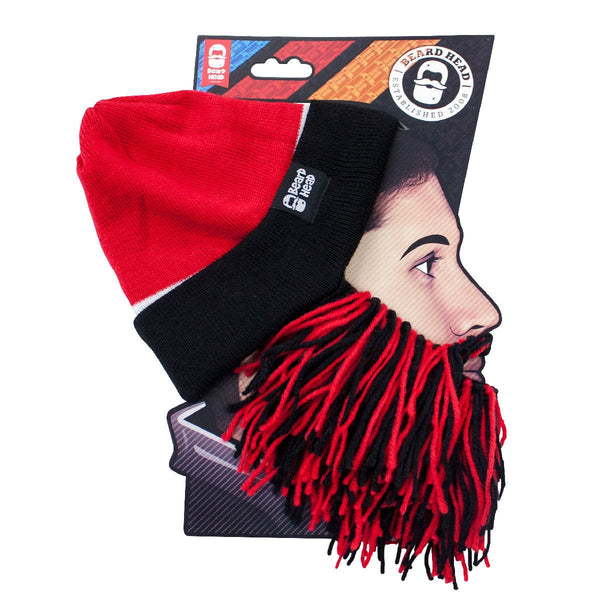 Red and black bobble top hat