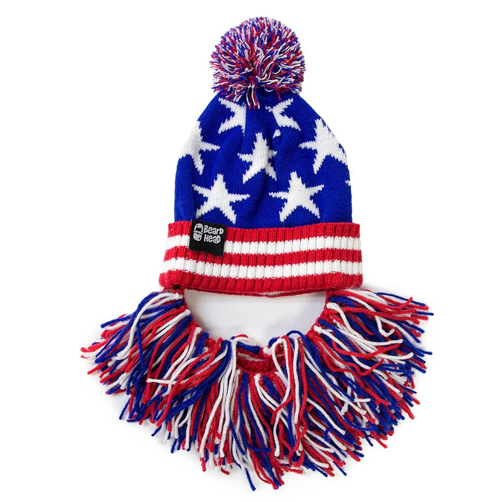 Beard Hat Beanie - USA Flag Patriot Beard Head