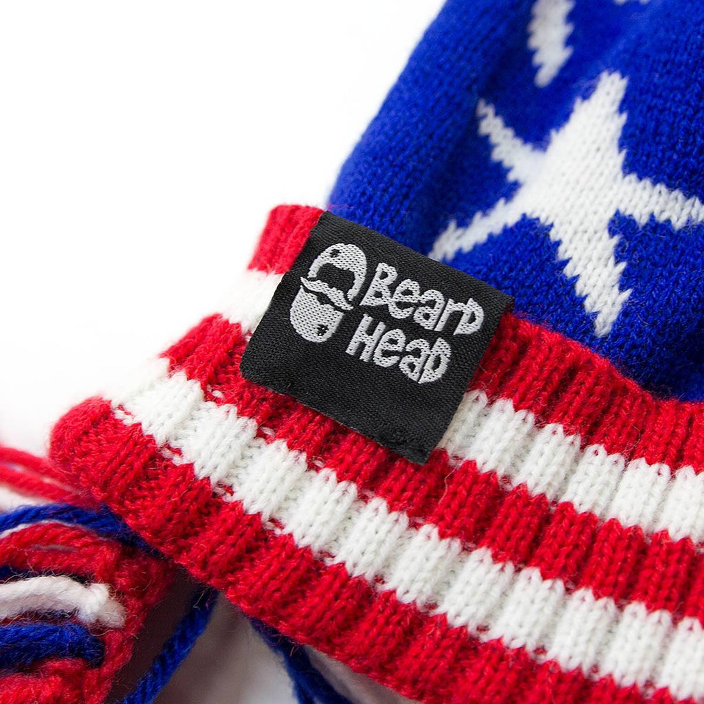 Beard Hat Beanie - USA Flag Patriot Beard Head